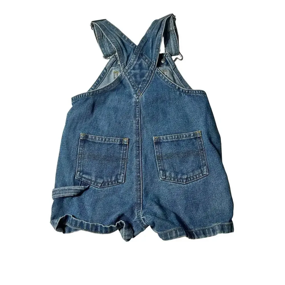 Vintage Old Navy Baby Denim Shortalls Overalls 6-12 Months Blue Bib Shorts